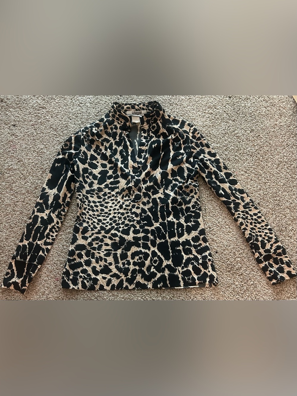 L'Agence Black & Tan Leopard Print Long Sleeve Top